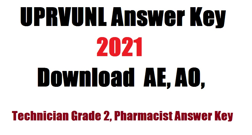 UPRVUNL Various Post Answer Key 2021