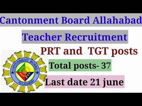 Allahabad Cantonment Board Recruitment 2021 Apply 37 Teacher Posts