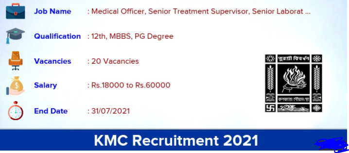 KMC Recruitment 2021 Apply 20 Medical Officer and Laboratory Technician Posts