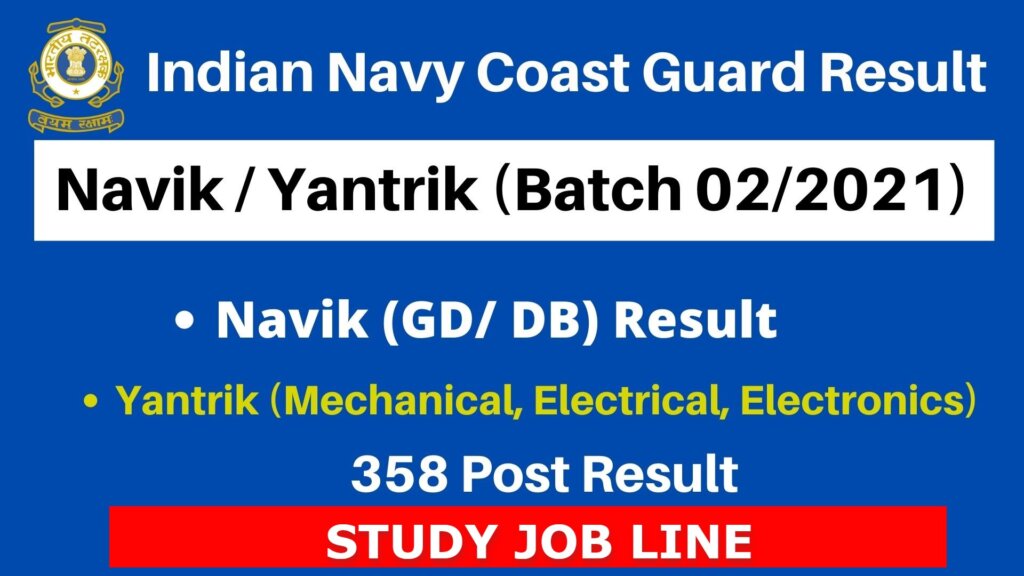 Coast Guard Yantrik / Navik Stage II Result 2021