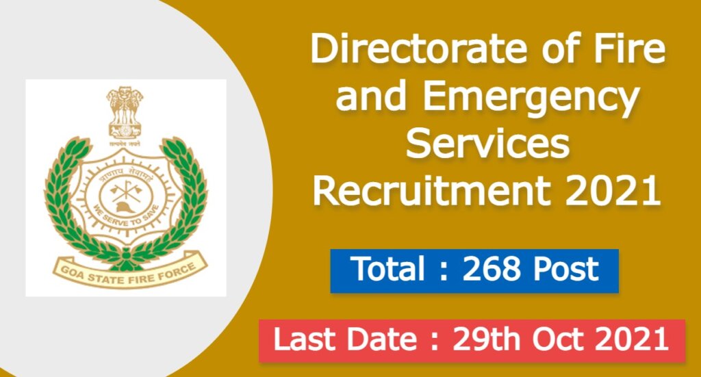 Directorate of Fire and Emergency Services Recruitment 2021